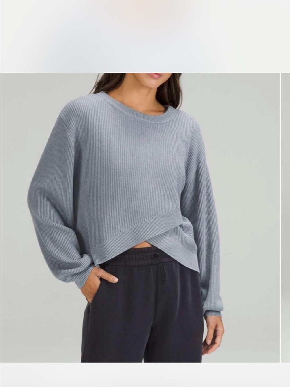 Lululemon Women’s Reversible Crossover Knit Sweater In Chambray Size 4  EUC